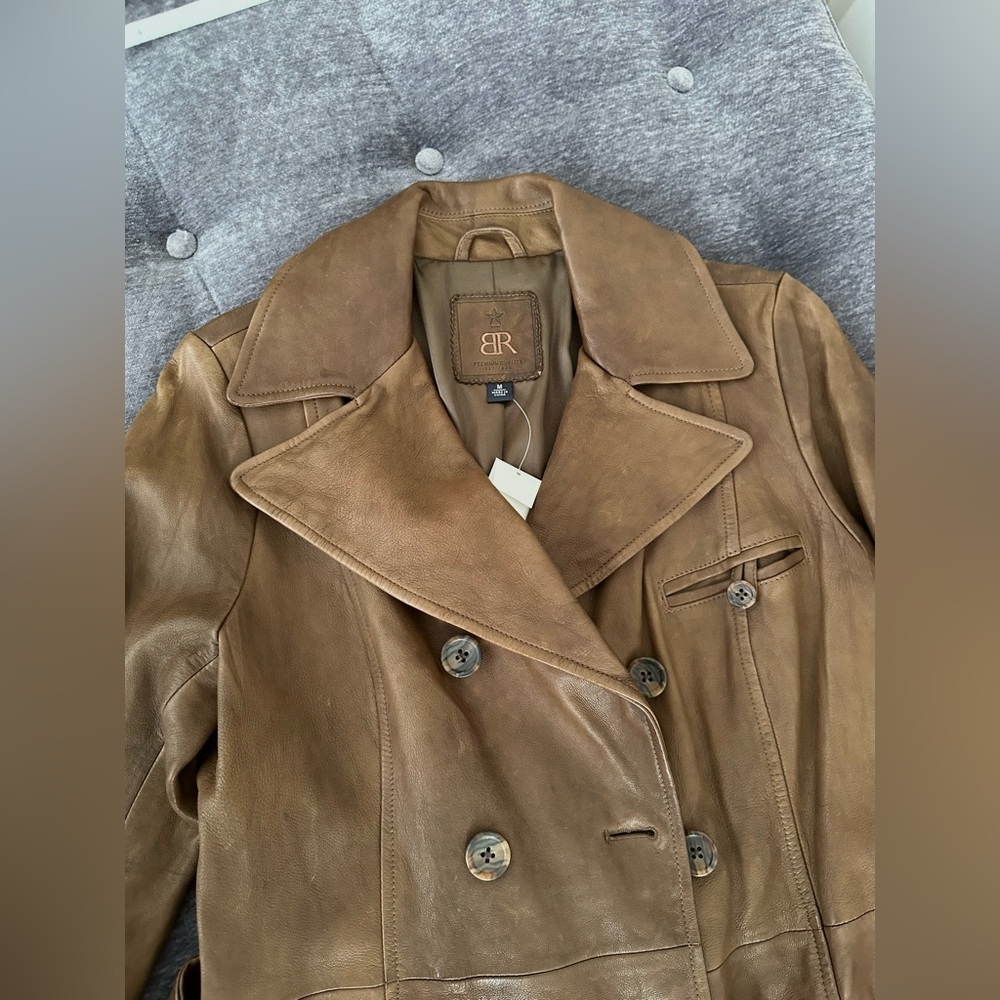 NWT Luxury Minimalist Premium Banana Republic Leather Double Breasted Jacket - Picture 9 of 17